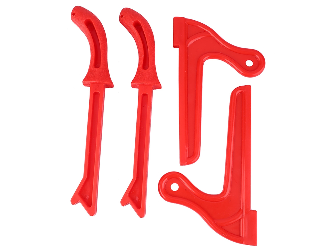 Conjunto de 4 peças de empurrador de segurança de plástico para trabalhos em madeira, ferramentas de serra manual de proteção (vermelho)