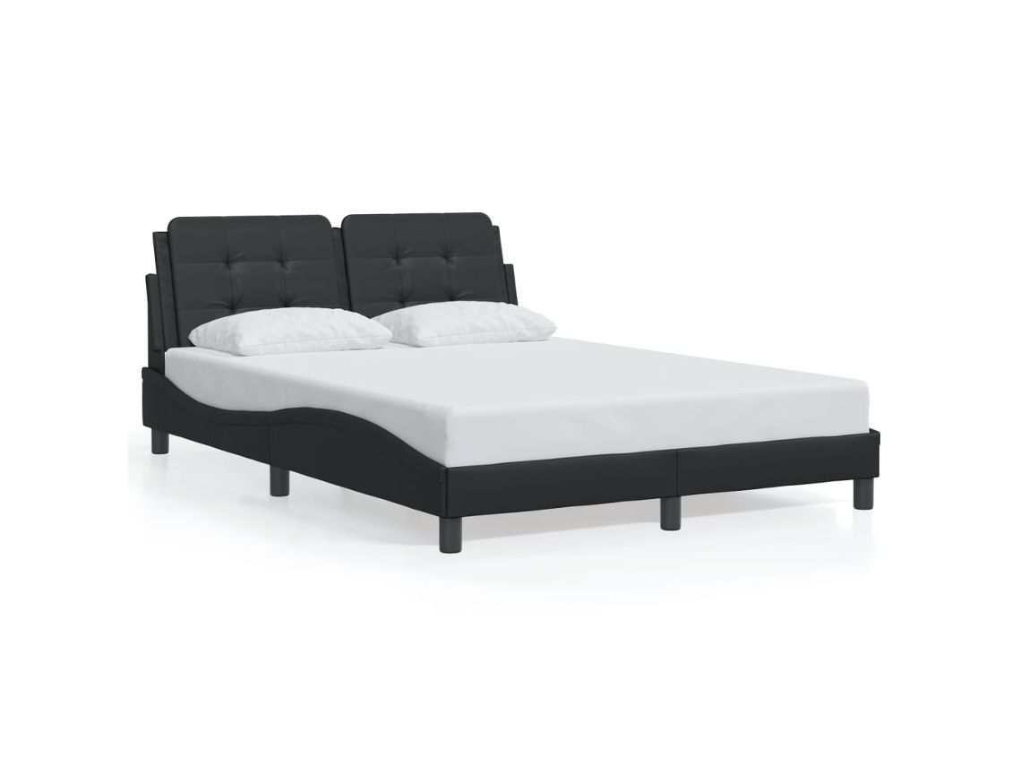 Bed Frame, Bed Frames Vidaxl Preto Couro Artificial (140 X 190 Cm)