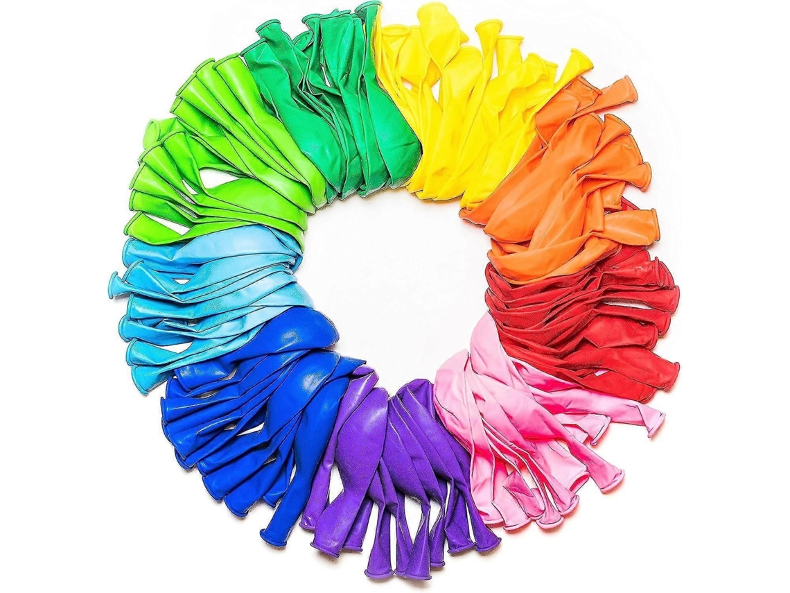 Pacote De Balões Arco-íris (100 Unidades) De 12 Polegadas, Cores Brilhantes Sortidas