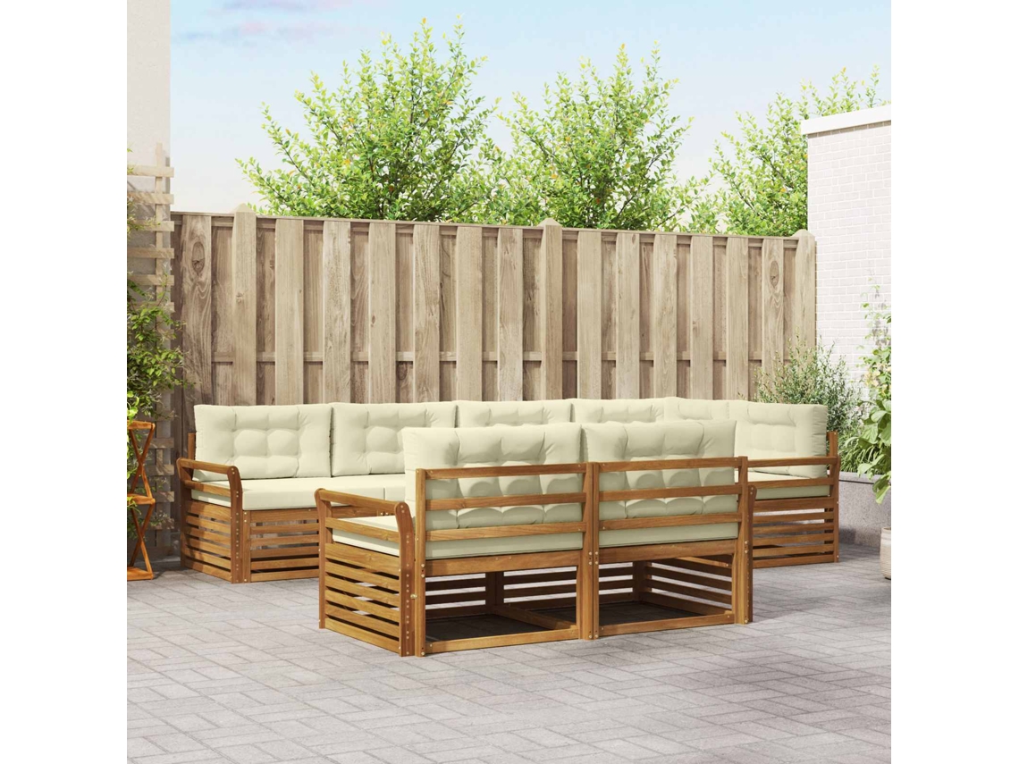 Vidaxl Conjunto De Sofás Para Exterior 7 Pcs Natural E Creme