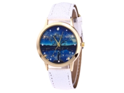 Reloj De Cuarzo Con Correa De Piel Pu Moda Dial Redondo Para Parejas (blanco)