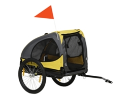 Reboque Pet Médio 20kg com Janelas Tela Oxford Amarelo 140x71x83cm