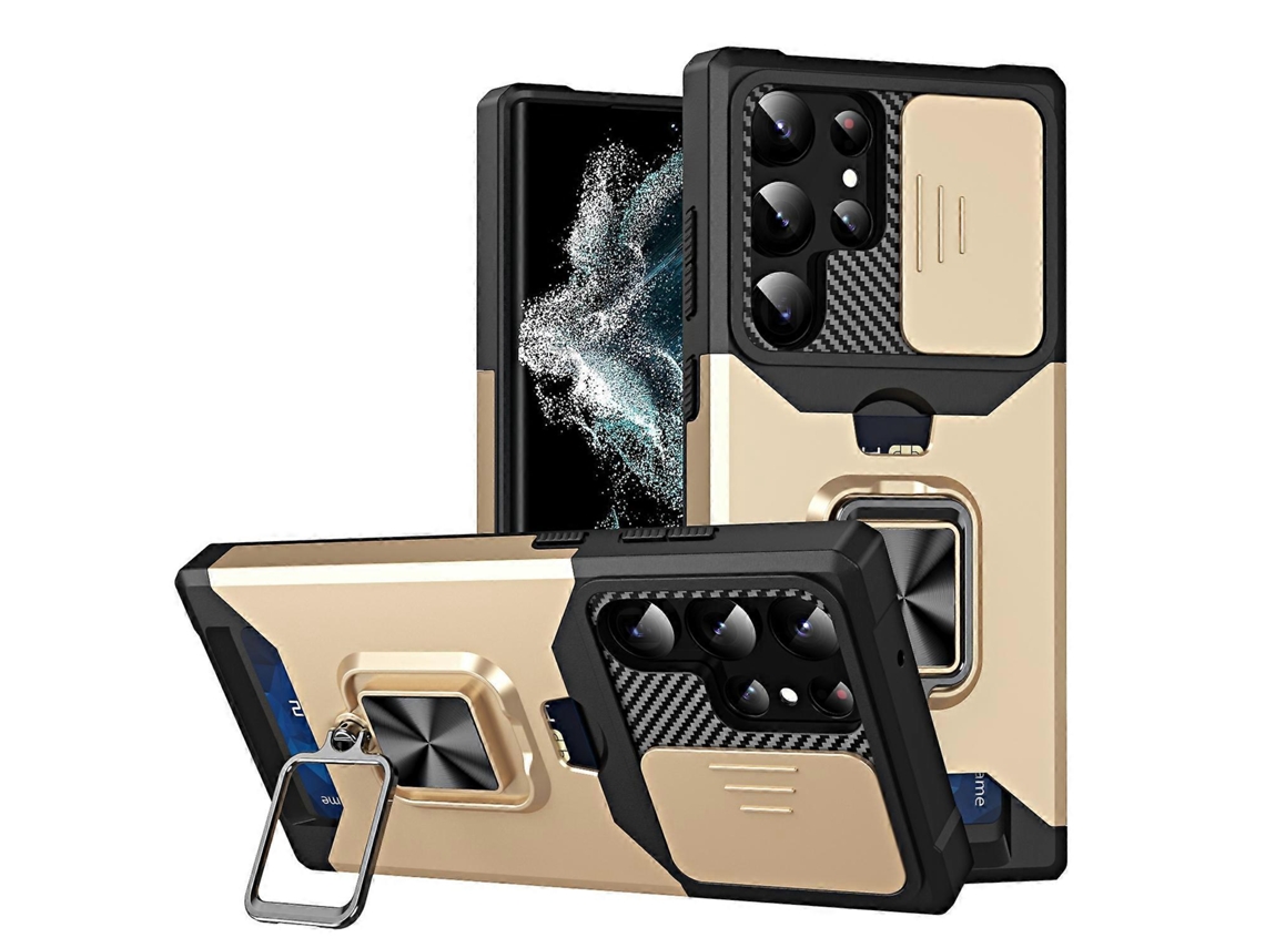 Capa Deslizante Camshield Para Samsung Galaxy S23 Ultra 5g Com Suporte De Anel E Compartimento Para Cartão