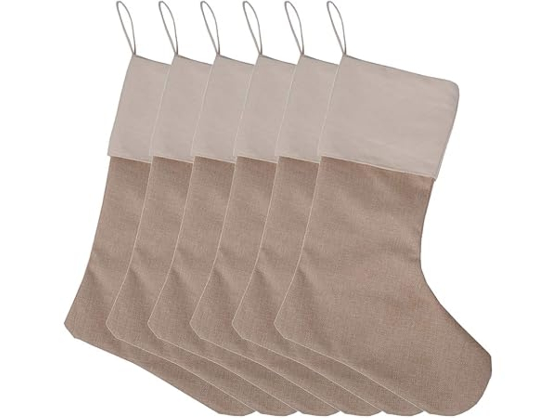 Meias de Natal Juta, Sacos para Pendurar, Decoração da Lareira, Conjunto de 6 Peças, Ergonômico, Uso Diário STELASPLEN