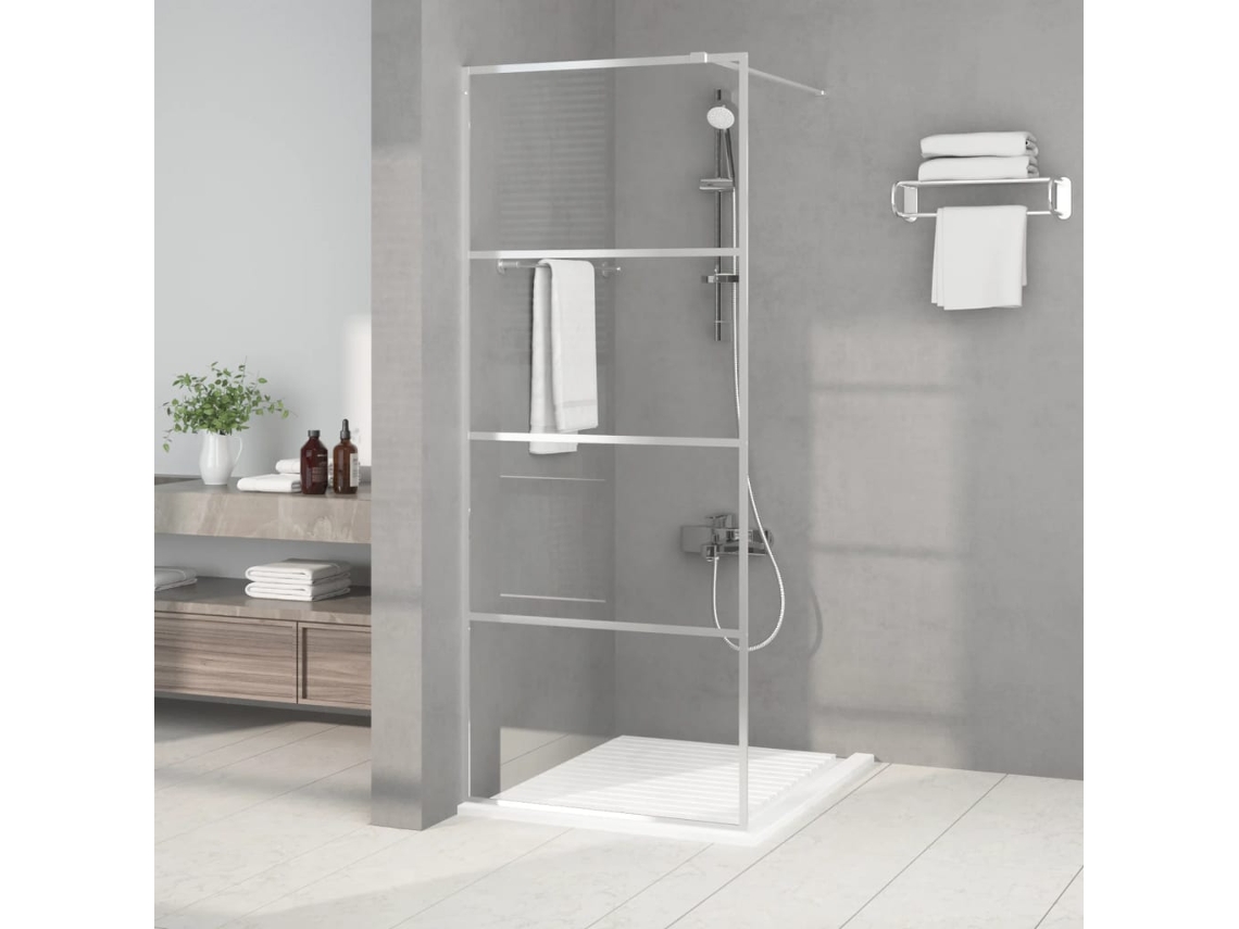 Vidaxl Divisória De Chuveiro Prateado 80x195 Cm Vidro Esg Transparente