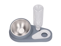 Conjunto de Comedouros Duplos para Cães e Gatos com Reservatório de Água Automático, Protetor de Pescoço e Inclinação AQUAFORGE