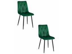 Cadeira Libra Veludo Verde Escuro / Pernas Pretas X 2 Leobert