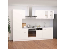Vidaxl 8 Pcs Conjunto Armários De Cozinha Derivados De Madeira Lyon Branco