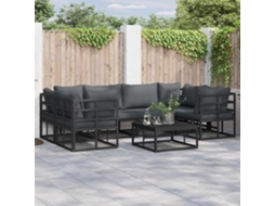 Vidaxl Conjunto De Sofá De Jardim Com Almofada 7 Pcs Preto Alumínio