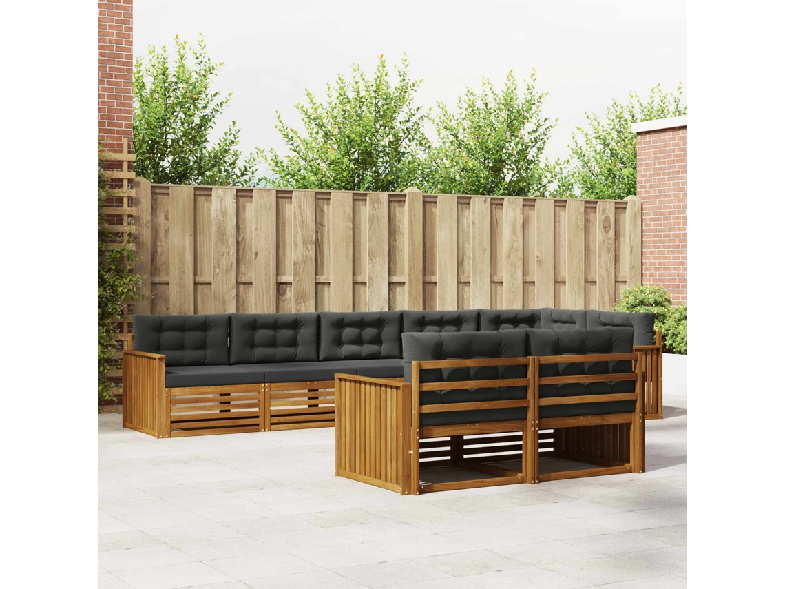 Vidaxl Conjunto De Sofás Para Exterior 8 Pcs Natural E Antracite