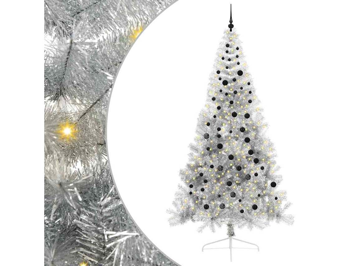 Conjunto 1 Decoração De Árvore De Natal Vidaxl Prateado Pvc (240 Cm)