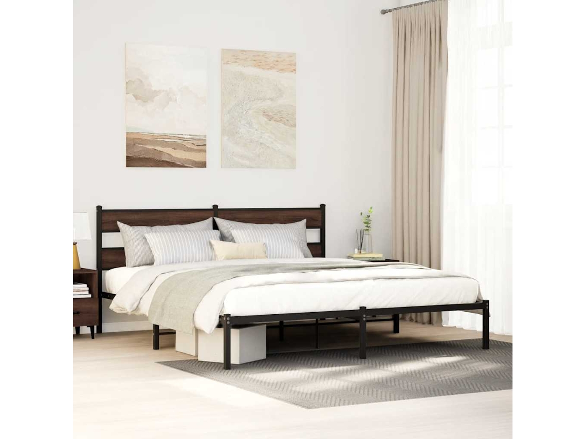 Vidaxl Cama Sem Colchão Com Cabeceira 200x200 Cm Carvalho Castanho