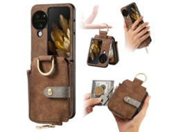 Capa Tipo Carteira Com Anel E Vários Cartões Retrô Com Toque De Pele Para Oppo Find N3