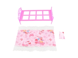 Primerox cama Mini de Plástico com Travesseiro e Lençol para Bonecas Casinha de Bonecas