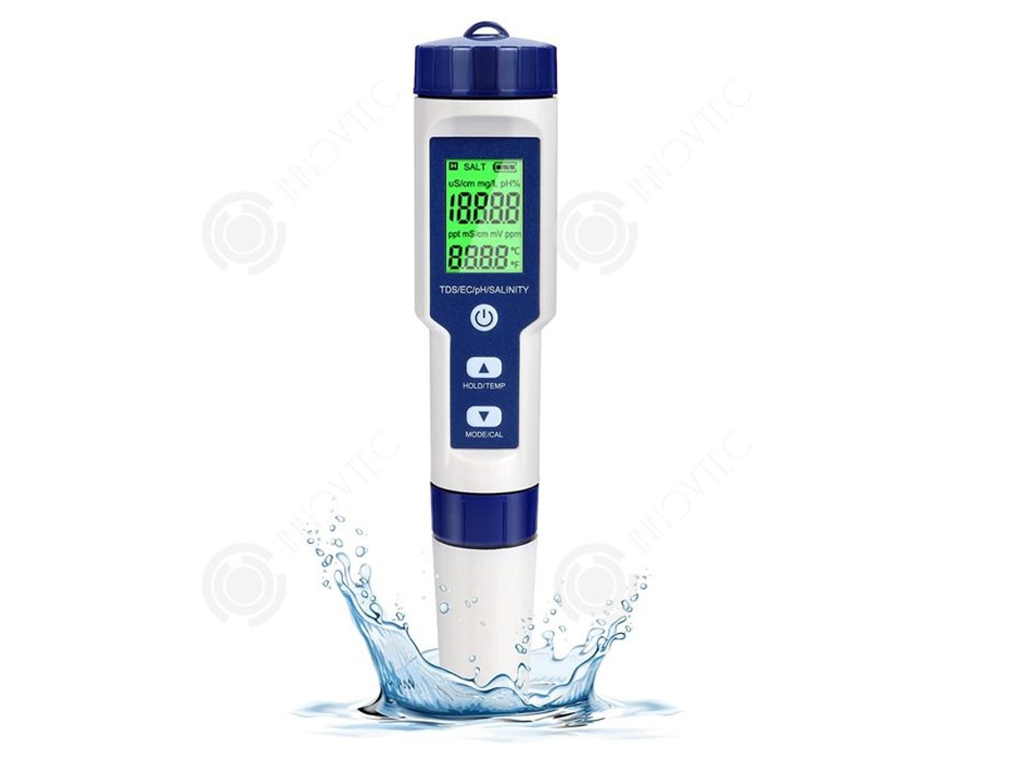 Inn Salinomètre 5 Em 1 Testador De Qualidade Da Água Com Retroiluminação Com Atc Adequado Para Testes De Aquário E Água Potável Innovtec