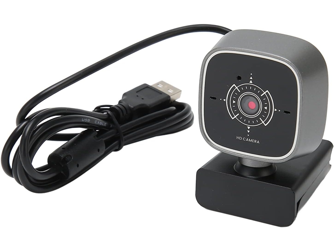 Webcam USB, 1080p com dois microfones, câmera com rotação de 360°, plug and play, compatível com PC e bate-papo.