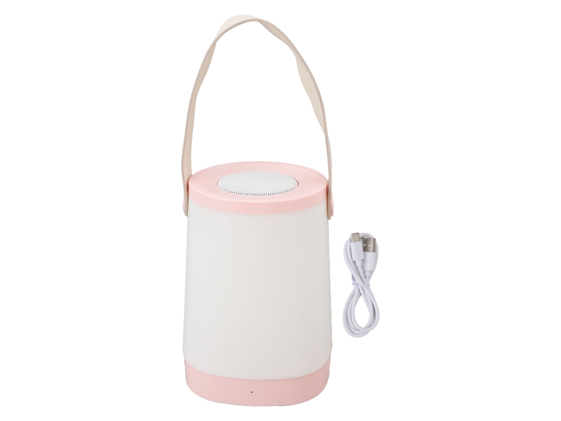 Caixa de som Bluetooth lanterna HiFi portátil com luz ambiente LED e rádio, rosa | S/MARCA