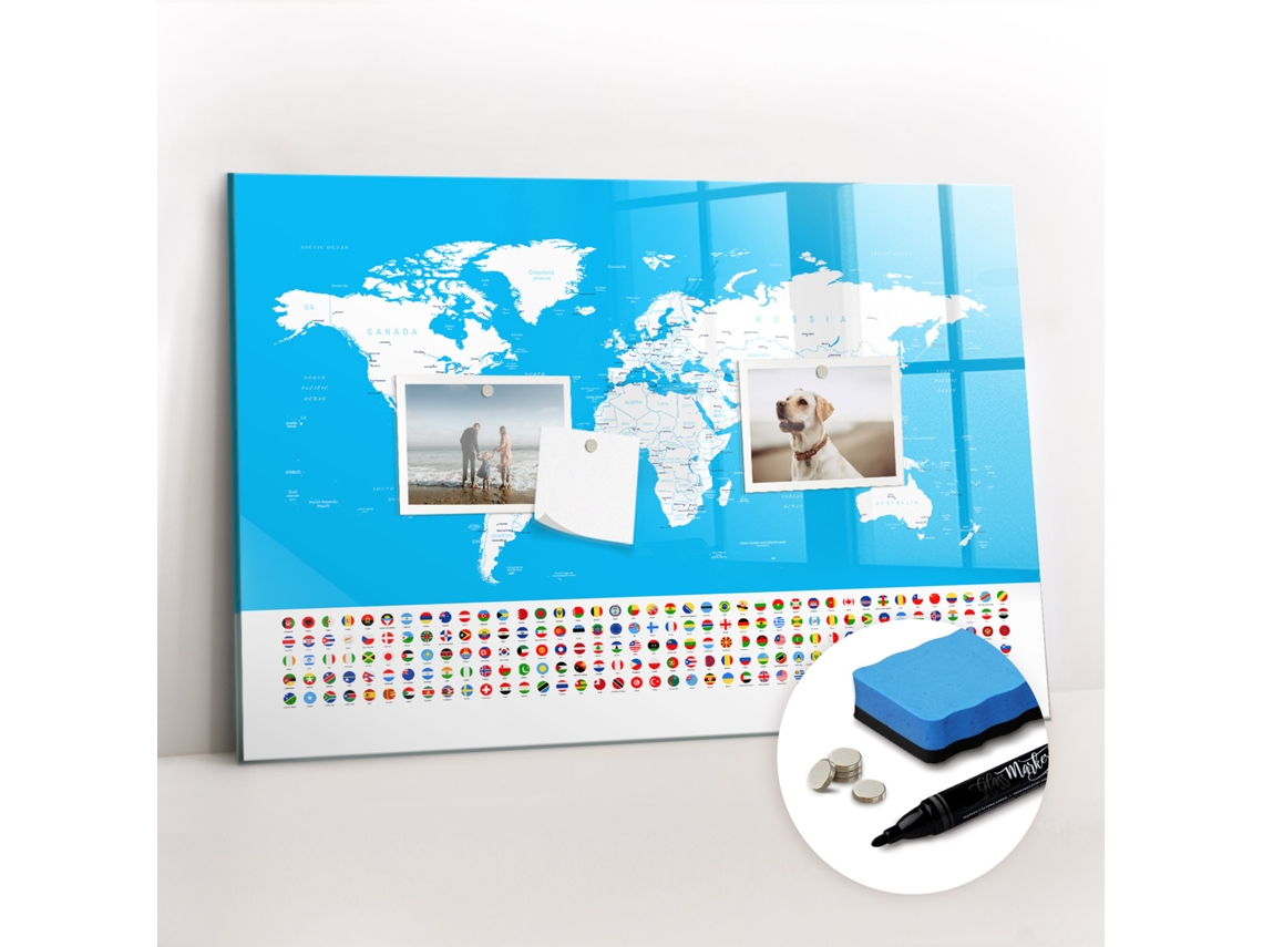 Quadro Magnético Decorativo Mapa De Contorno De Países Para A Cozinha Espelharte (60x40 Cm)