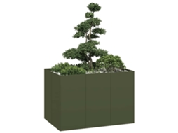 Vidaxl Vaso Floreira 120x80x80 Cm Aço Verde Azeitona