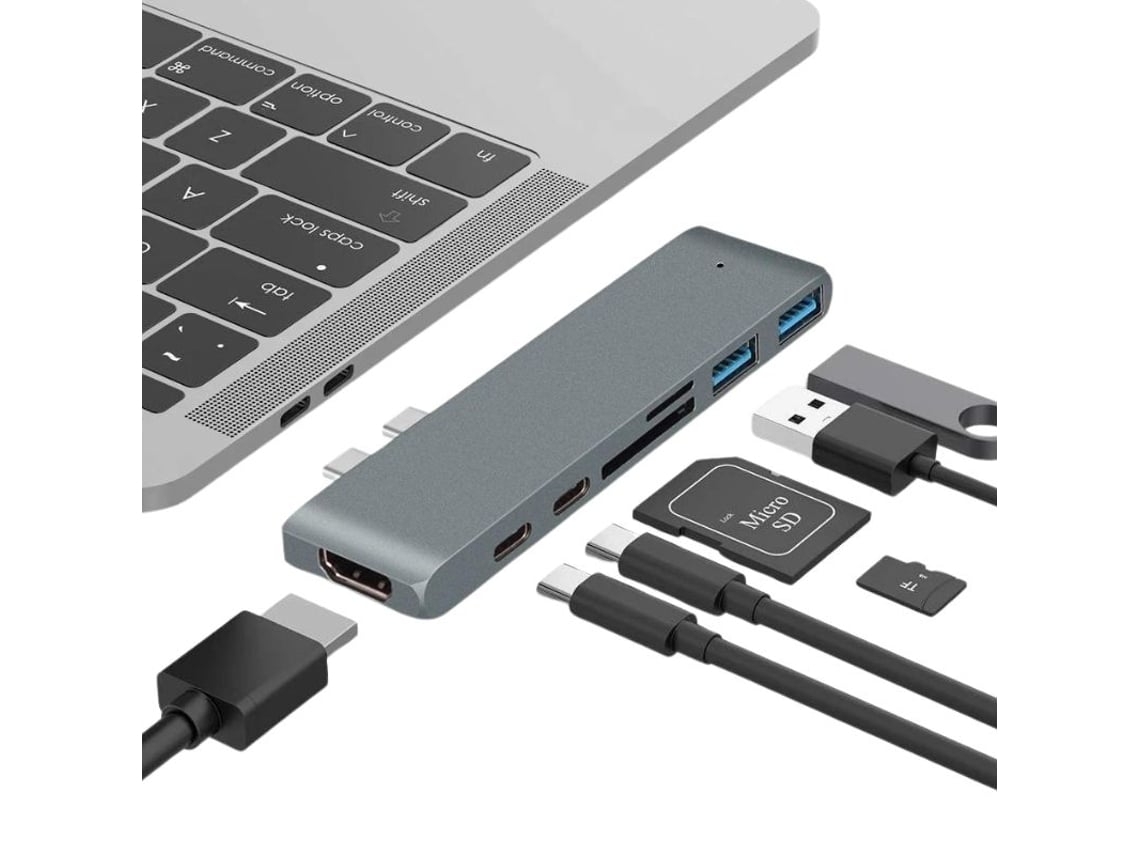 Hub Hdmi Usb-C Micro Sd Thunderbolt para Macbook Air 13 2019 Cinzento Sideral