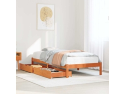 Cama Sem Colchão 75x190 Cm Madeira De Pinho Maciça Castanho-mel