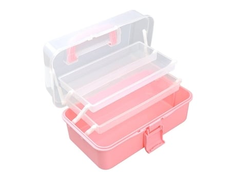 Caixa Organizadora Multifuncional De Plástico Com Alça, 3 Camadas, 33 Cm, Ideal Para Costura, Maquiagem E Medicamentos. Qjh (rosa)