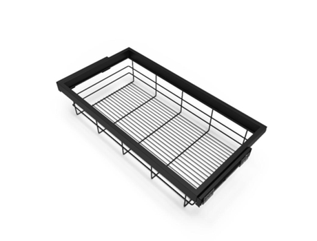 Kit de cesta de alambre y bastidor de guías con cierre suave para armario, regulable, módulo 900mm, negro texturizado