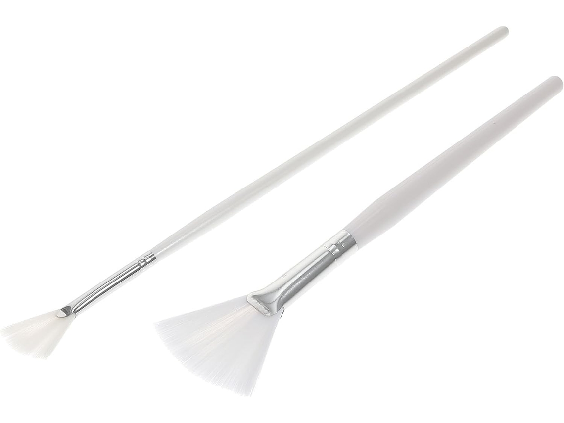 Conjunto De 2 Pincéis De Silicone Em Formato De Leque Para Máscara Facial, Ferramenta De Beleza Sintética