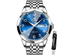 Lurelia Relógio Masculino, Movimento De Quartzo, Data/calendário, Luminoso, Aço Inoxidável, Prata, Azul