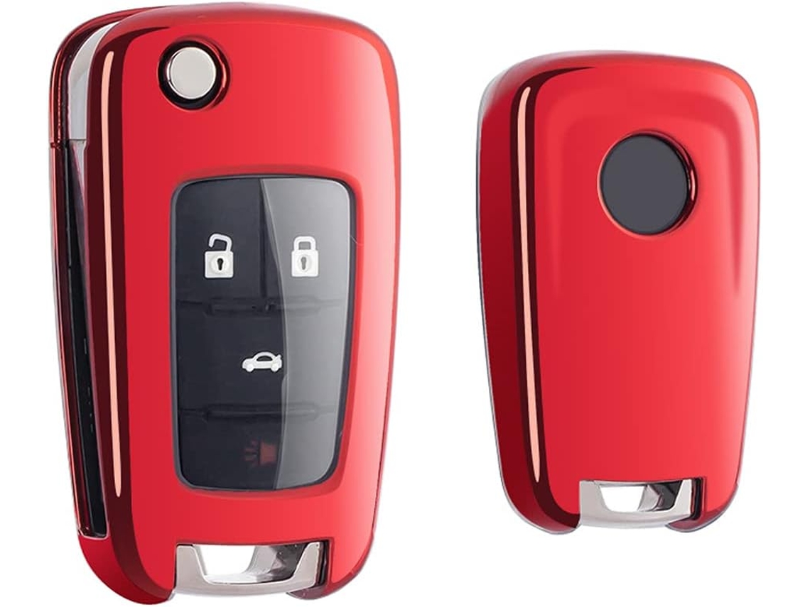 Capa Para Chave De Carro Em Silicone Tpu - Proteção De 2 Botões - Vermelho
