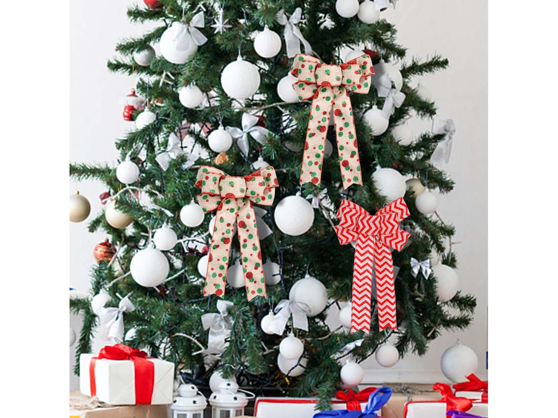 Laço De Natal (design Impresso, Estilo De Bolinhas Vermelhas E Verdes) Eoocoo