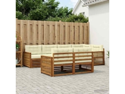 Vidaxl Conjunto De Sofás Para Exterior 7 Unid. Natural E Creme