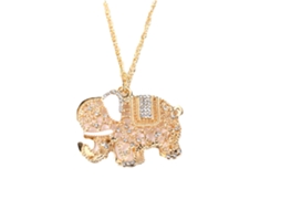 Colar De Pingente De Elefante Duas Camadas Elegante E Delicado