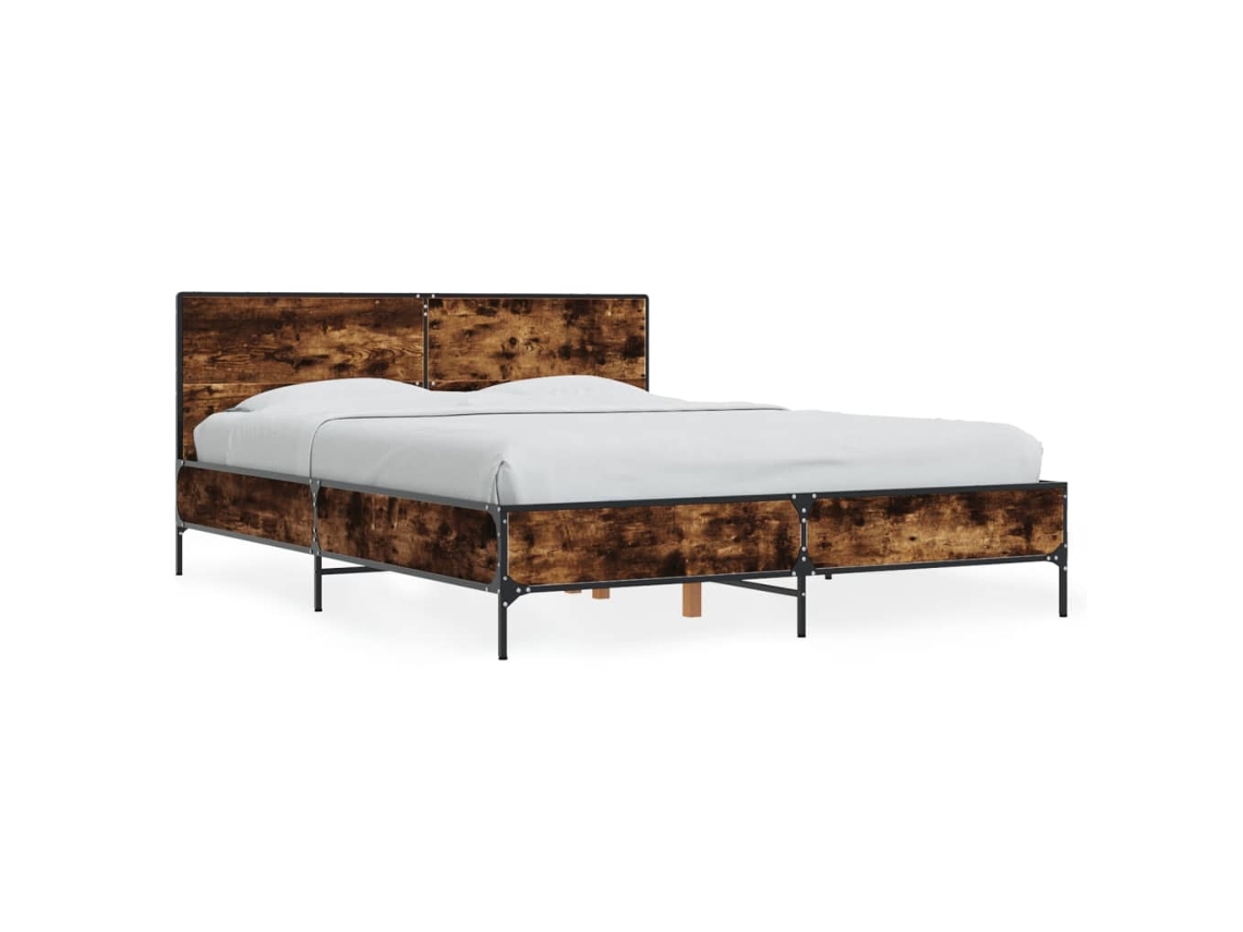 Bed Frame, Bed Frames Vidaxl Marrom Madeira Processada (140 X 190 Cm)