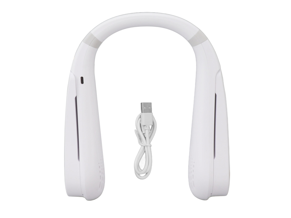 Ventilador de Pescoço Sem Lâmina Usb 5 Velocidades Branco Portátil
