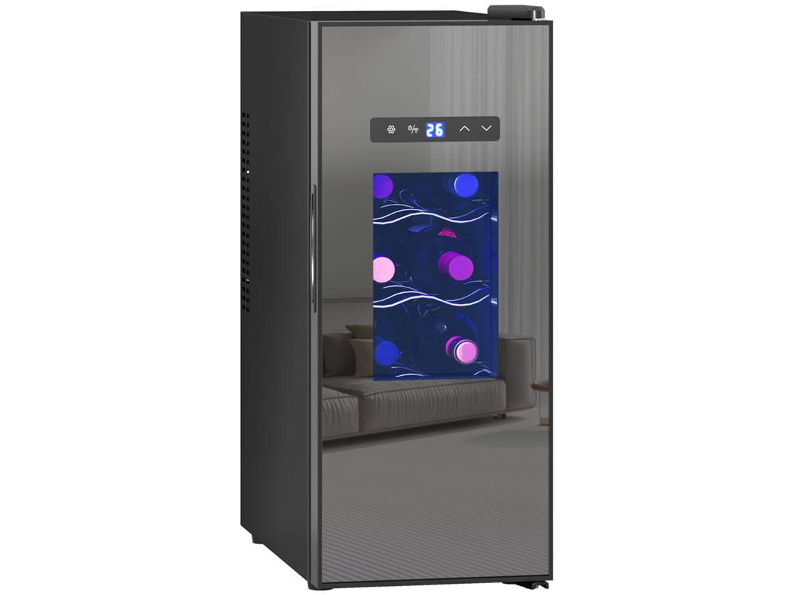 Adega 12 Garrafas 30l com Porta Vidro Led Display, Preto