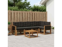 Vidaxl Conjunto De Sofás Para Exterior 6 Pcs Natural E Preto