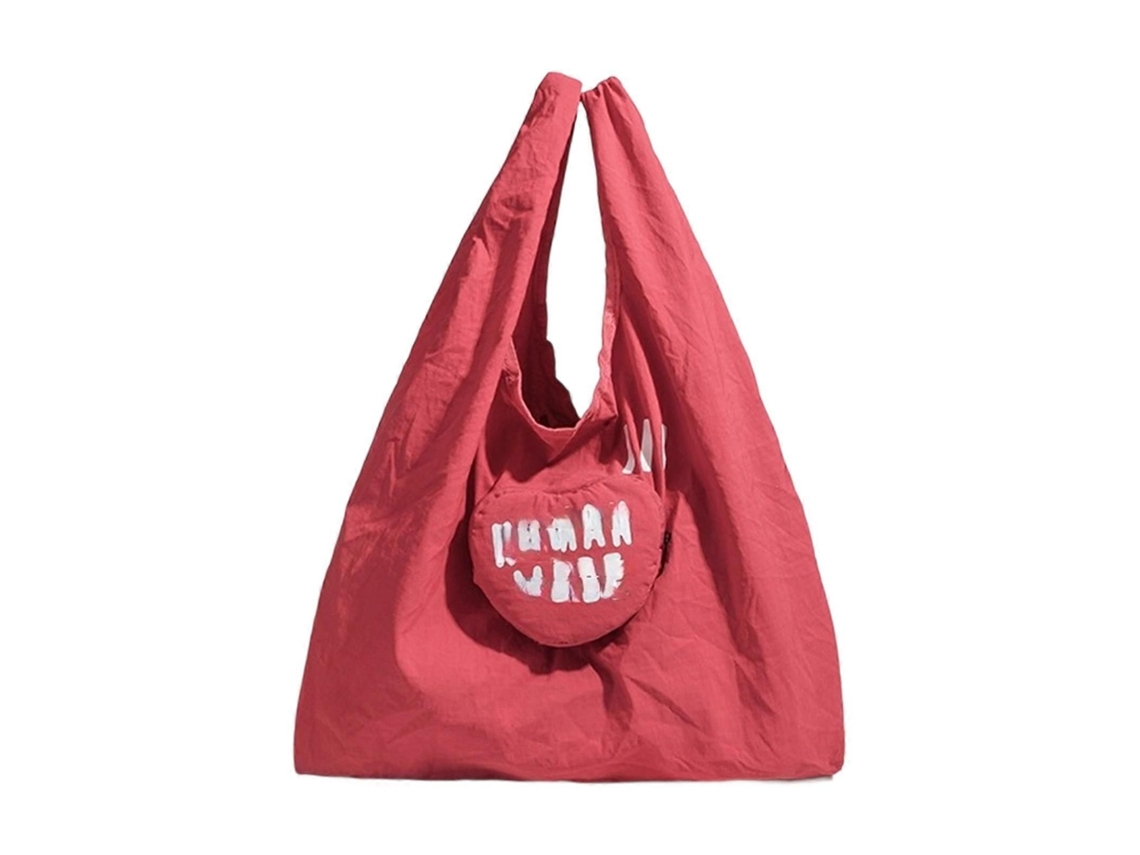 Sacola De Compras Dobrável Multiuso Em Nylon Com Lindo Padrão De Corações, Impermeável, Grande Capacidade, Compacta E Dobrável Para Uso Diário, M