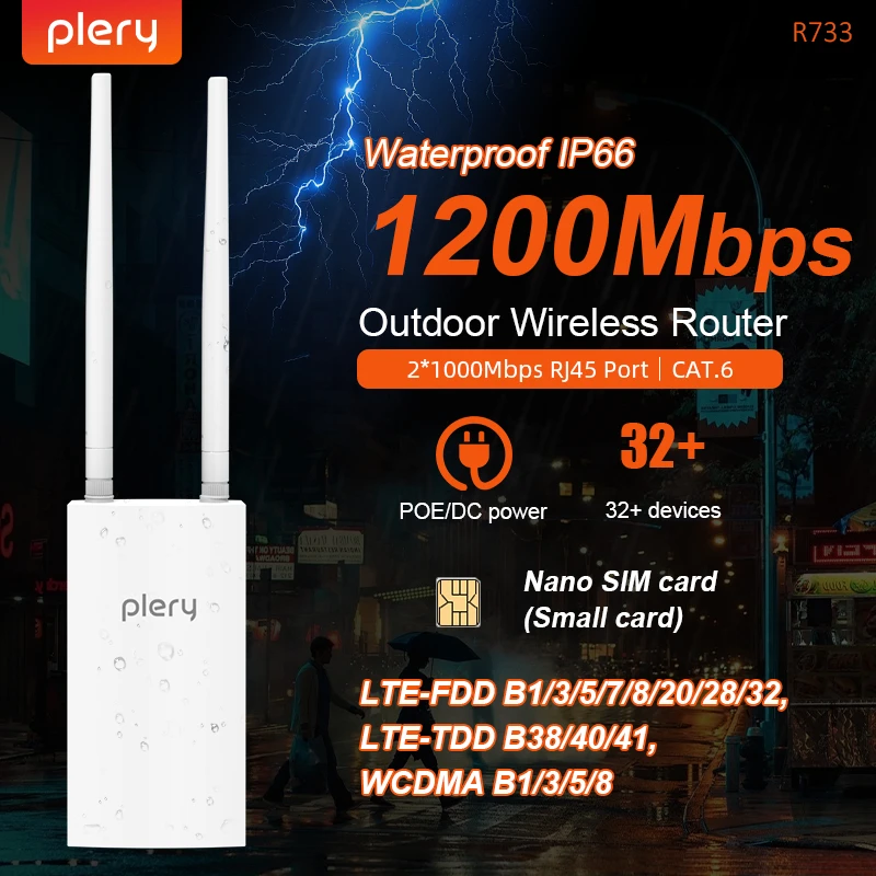 (wi-fi 5 1300mbps) Roteador Wi-fi 5 Lte Com Alimentação Cc 2.4g + 5.8g