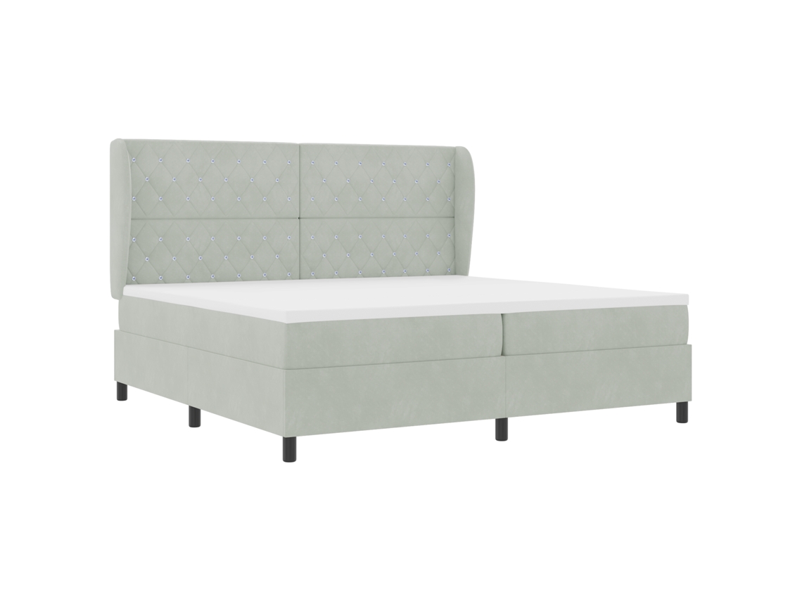 Conjunto 1 Cama Box Vidaxl Cinzento-claro Veludo (200 X 200 Cm)