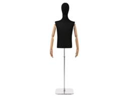 Vidaxl Mannequin Ajustável De 170-218 Cm Com Base Masculino Pp Preto