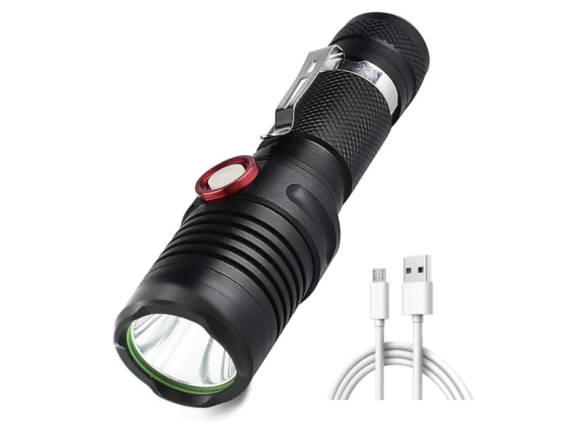 Led Tactical Flashlights Usb Rechargeable Stepless Dimming High Lumens 5000 Lumens Waterproof Power Display Mini Handheld Flashlightsblack YIZHOOD