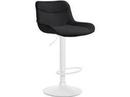 Banqueta de bar giratória X1, formato ergonômico, costura decorativa em tecido preto, estrutura de metal branco 10_0005912