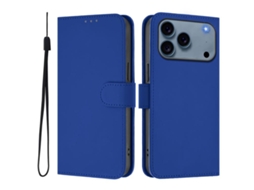 Capa De Couro Sintético Para Iphone 17 Pro Max - Toque Suave - Cor Sólida - Com Cordão