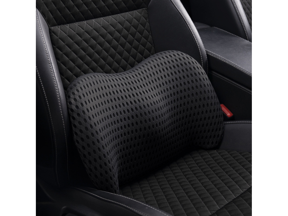 Suporte lombar em espuma viscoelástica para cadeiras de carro e de escritório. Custo ergonômico e aerodinâmico Slowmoose (preto).