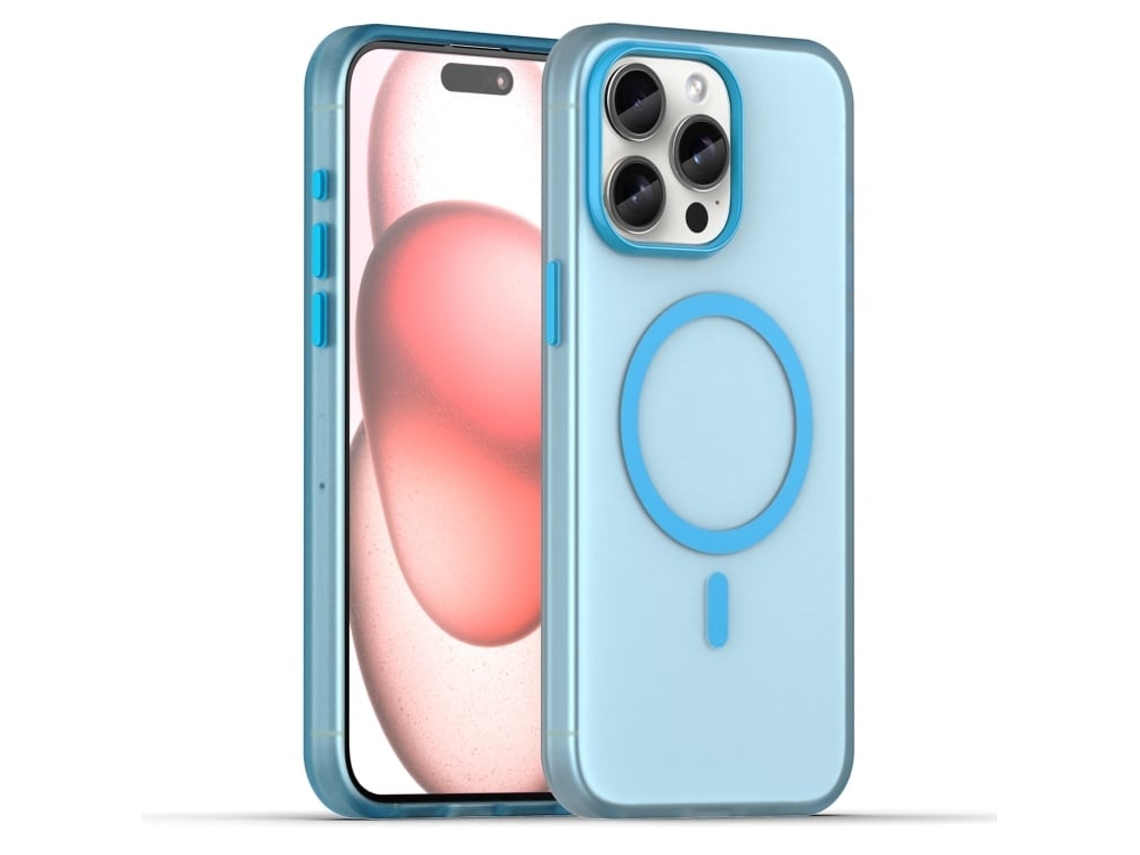 Capa Híbrida Translúcida Para Iphone 15 Pro Max - Tpu E Pc Com Magsafe | Fosca - Azul