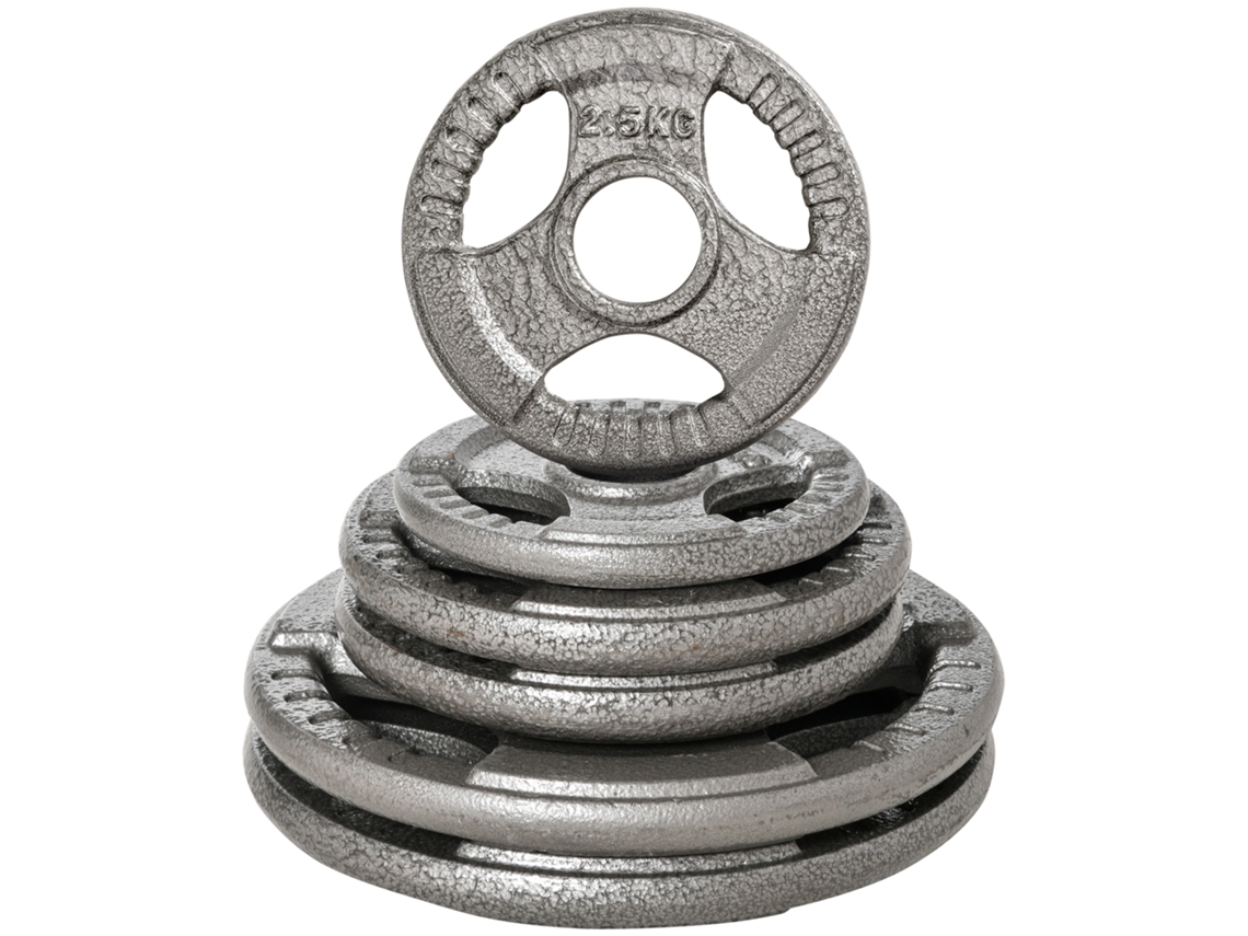 Conjunto 6 Anilhas Olímpicas Aço 35 Kg , Furo Ø54 Mm, Treino Casa/academia, Cor Prata PONTOCASA (2x10kg, 2x5kg, 2x2,5kg)