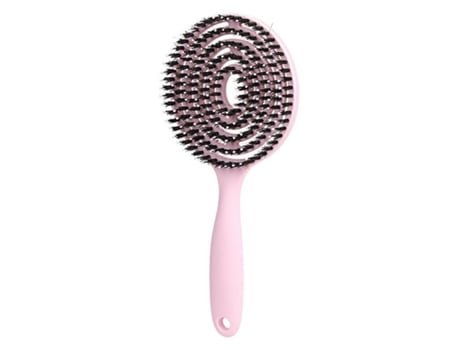 Escova De Massagem E Desembaraço De Cabelos Ecarla Com Cerdas De Javali Rosa