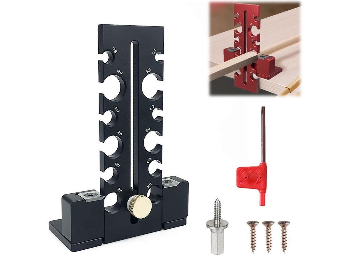Gabarito Ajustável Para Fabricação De Cavilhas Com 12 Furos Para Marcenaria, Ferramenta Para Furadeira/tupia Elétrica De 7 Mm A 18 Mm, Preto, Pac