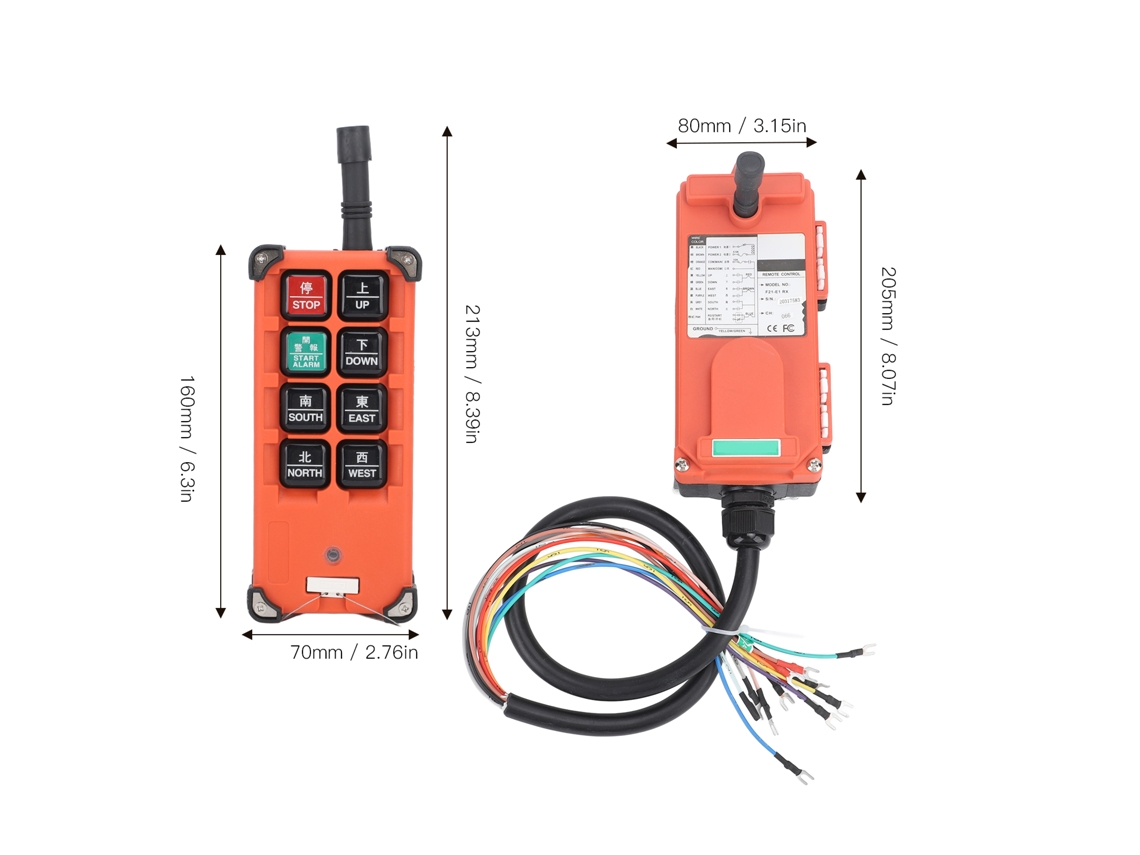 Controle remoto sem fio para guindaste 1 para 1 com sinal estável, transmissor e receptor industrial para escavadeiras e caminhões 36 V